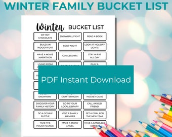 Winter Family Activity Bucket List- Printable