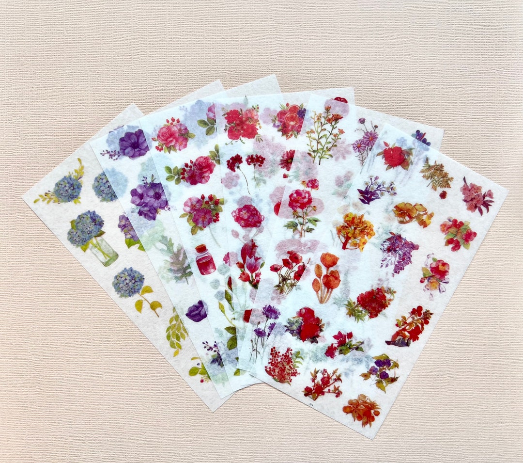 6x Flower Bouquet Sticker Sheets | Washi Sticker Pack | Journal ...