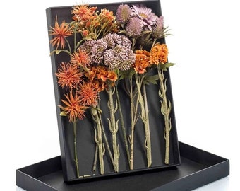 Geschenkbox mit Blumen orange/lila