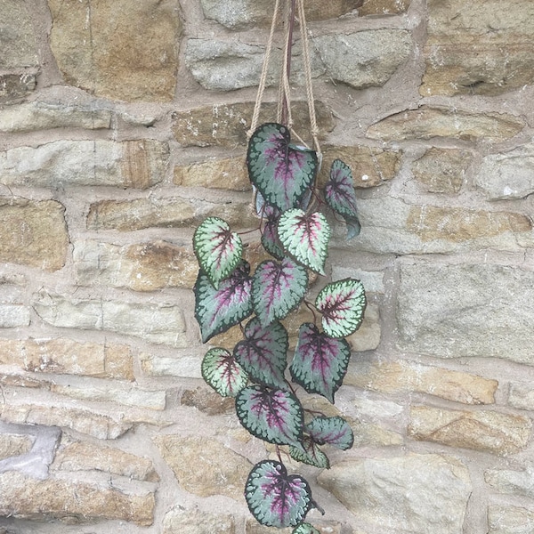 Artificial Begonia Hanging Spray - 110cm - Pink & Grey