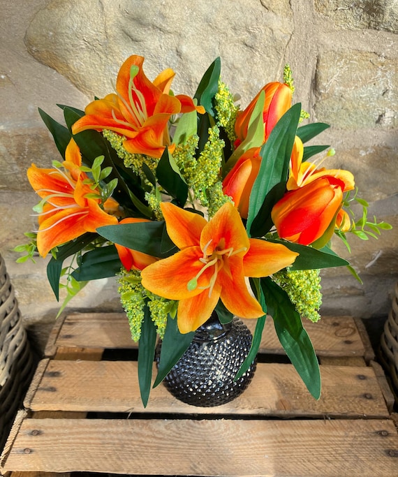 Orange Tiger Lily and Tulip Bunch - Etsy