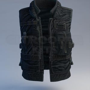 May include: A black tactical vest featuring multiple pockets, straps, and a zip closure. The vest has a padded collar and various attachment points. The design suggests a military or law enforcement theme, with a focus on functionality and durability.