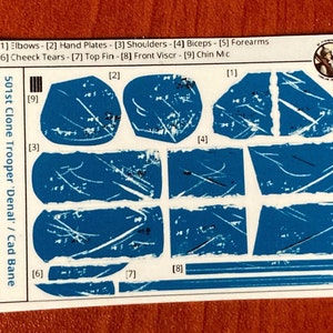 1/12 - Denal / Cad Bane Disguise Decal Sheet Star Wars Black Series ...