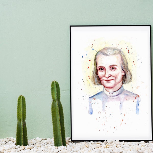 Wall Decor / Poster portrait of Saint Jean Marie Vianney of Ars / Catholic home decor / Watercolor digital art / printable file to download