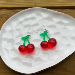 Cherry Earrings W/ Sterling Silver Hardware