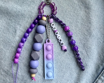 Multi-Fidget Sensory Keychain | Anxiety Relief | ADHD and Autism Friendly | Backpack, Purse and Keychain Fidget with Square Pop It