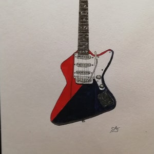 Brian May Gitarre - original Aquarell
