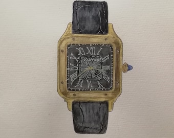 Cartier Santos-Dumont - original water colour
