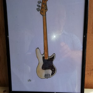 Electric Guitar - Fretless Bass - original water colour