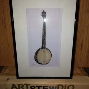 5-fädige Banjo - original Aquarell
