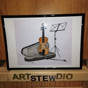 Violin and Case - original water colour