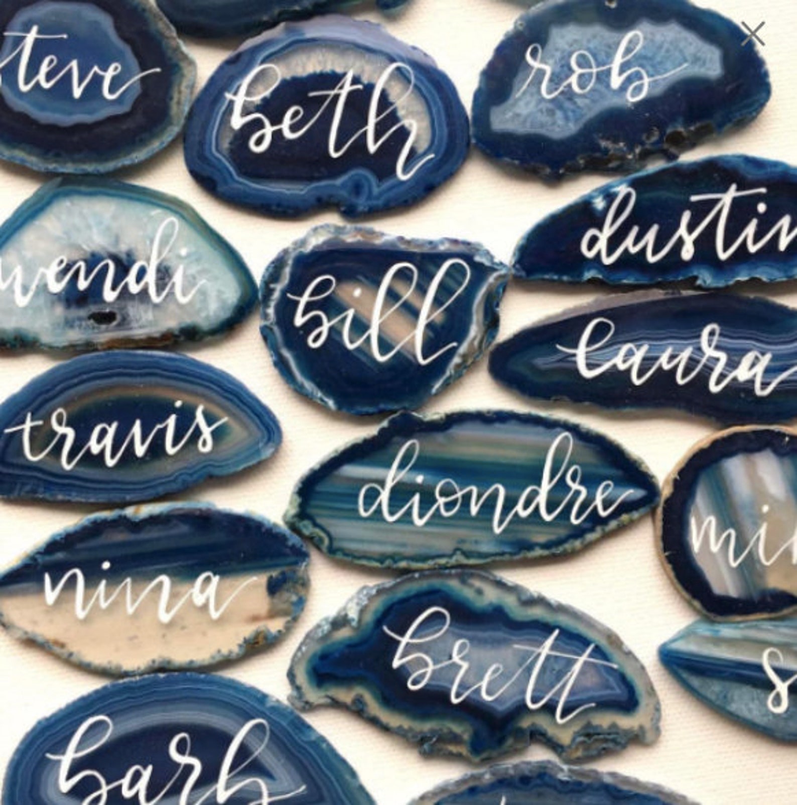 BLUE Agate Place Cards Agate Name Cards Agate Wedding | Etsy