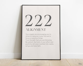 222 Angel Number - Printable Digital Art