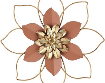 Metal Wall Flower-Metal Floral Wall Decor Hanging Decorations,12 Inch Outdoor Wall Sculptures for Home Bedroom, Kitchen Garden