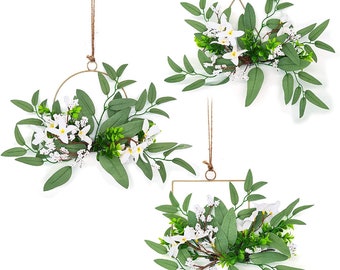 Flower Wreath Hoop-Floral Hoop Wreath 3 Set Artificial Flower Hanging Wall Decor for Wedding Nursery Wall Decor-Gift for Love Ones