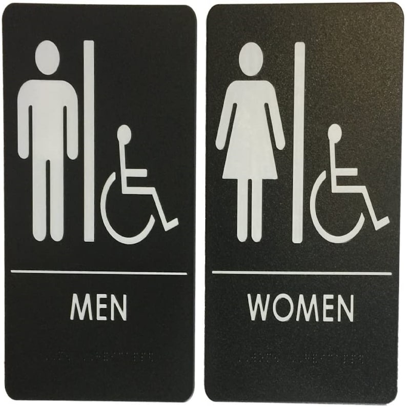 Restroom Sign, Men/women Restroom Sign With Wheelchair,bathroom Sign ...