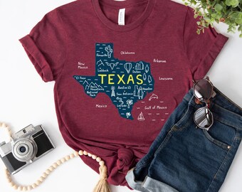 Texas Shirt, Texas Tee, Lone Star State Shirt, Texas State Shirt, Texas T-shirt, Gift For Texas Lover Texas Map Tee Cowgirl Gift