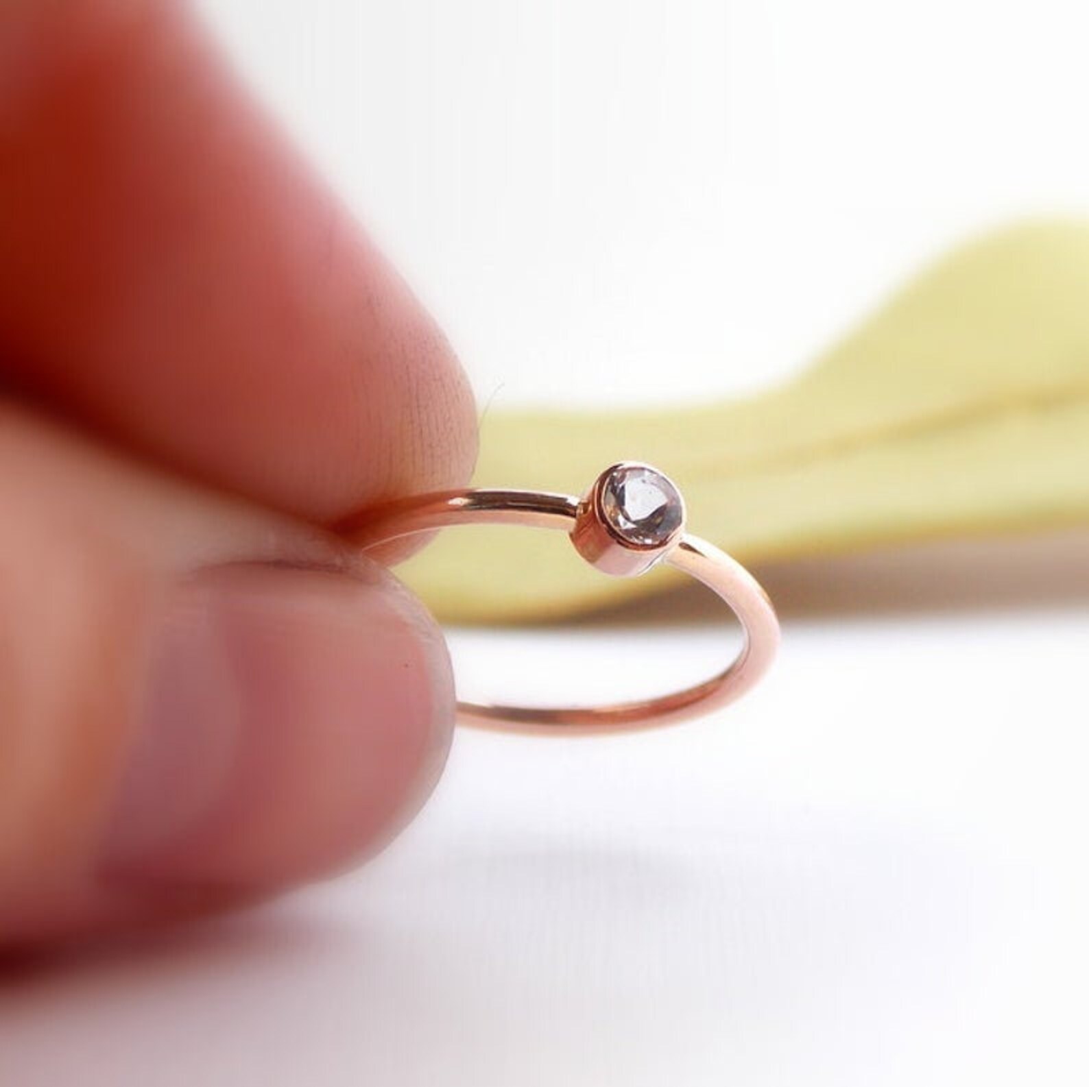 Runder Weißer Diamant Ehering Schlichter SolitärRing 14K | Etsy