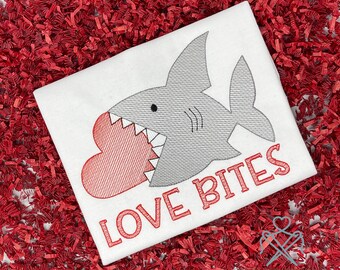 Valentines Love Bites Shark Shirt, Personalized Valentine Day Tshirt, Boy Valentines Day Tee, Valentines Day Outfit, Monogrammed Shark Shirt