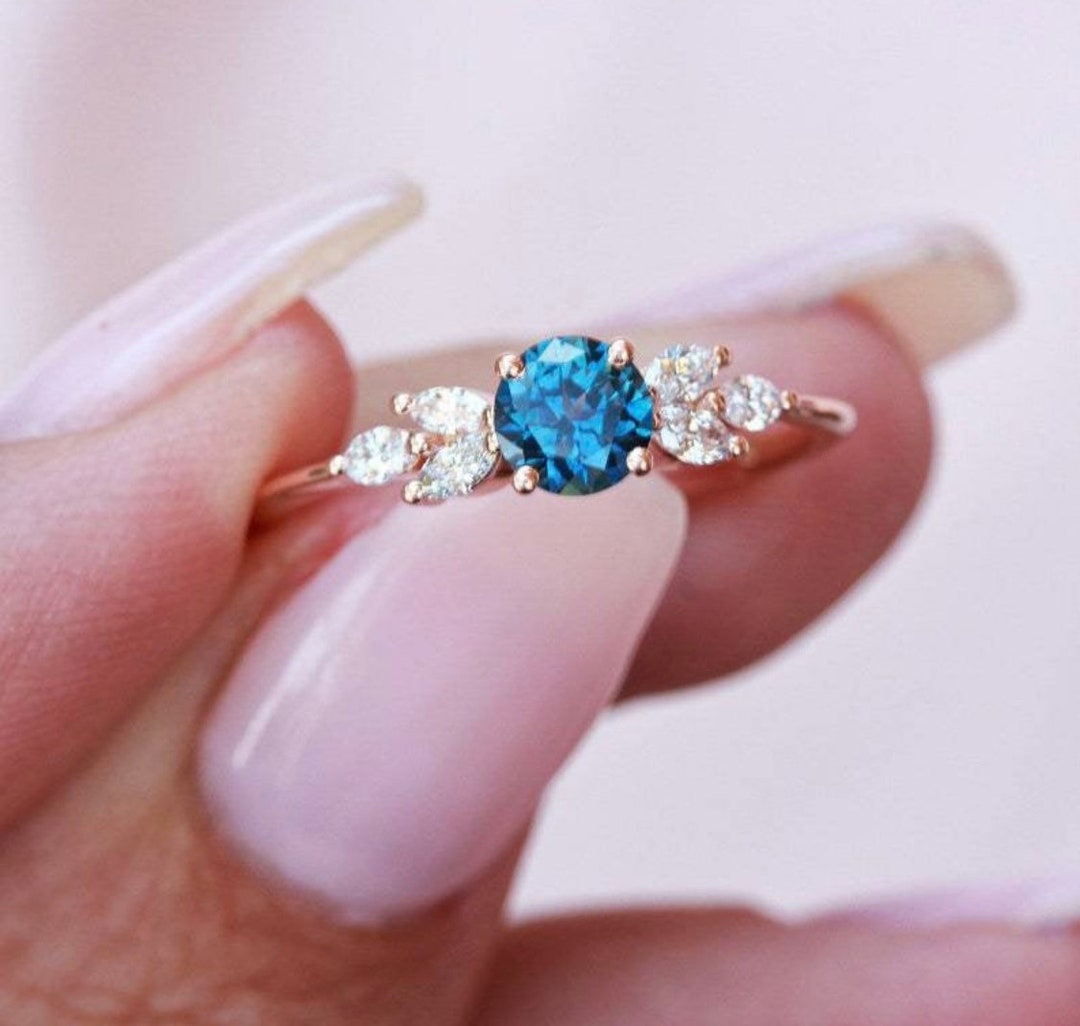 London Blue Topaz Ring, Wedding Ring, Topaz Promise Ring, Deep Blue