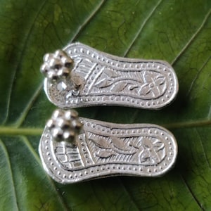 Silver feet of God/Goddess (Charan Paduka) for Home Temple, Idol Footprint Prosperity Gift, Vastu Charan Paduka, Miniature silver paduka