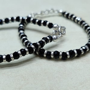 925 Sterling Silver Baby Nazariya Bracelet: Black Onyx Bead Bangle