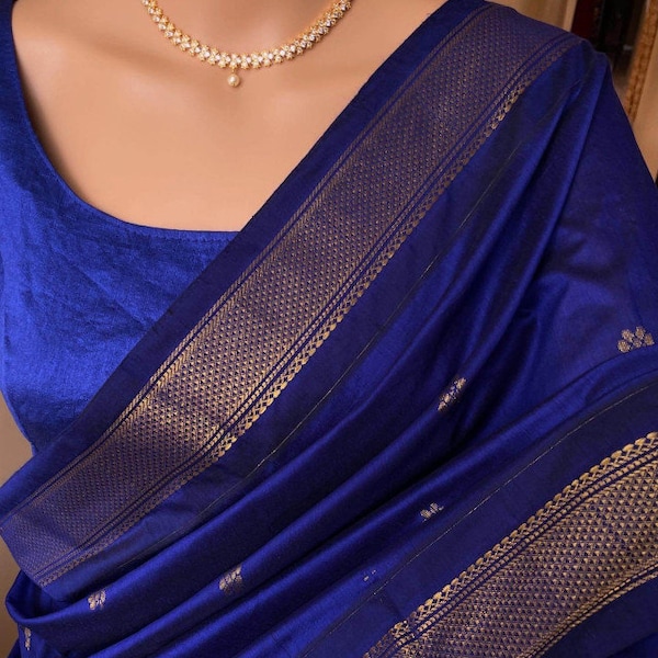 New Arrivals Exclusive Pepsi Blue Cotton Silk Saree  | South Indian Saree | Wedding Saree | Saree USA | Custom Stitching Blouse |