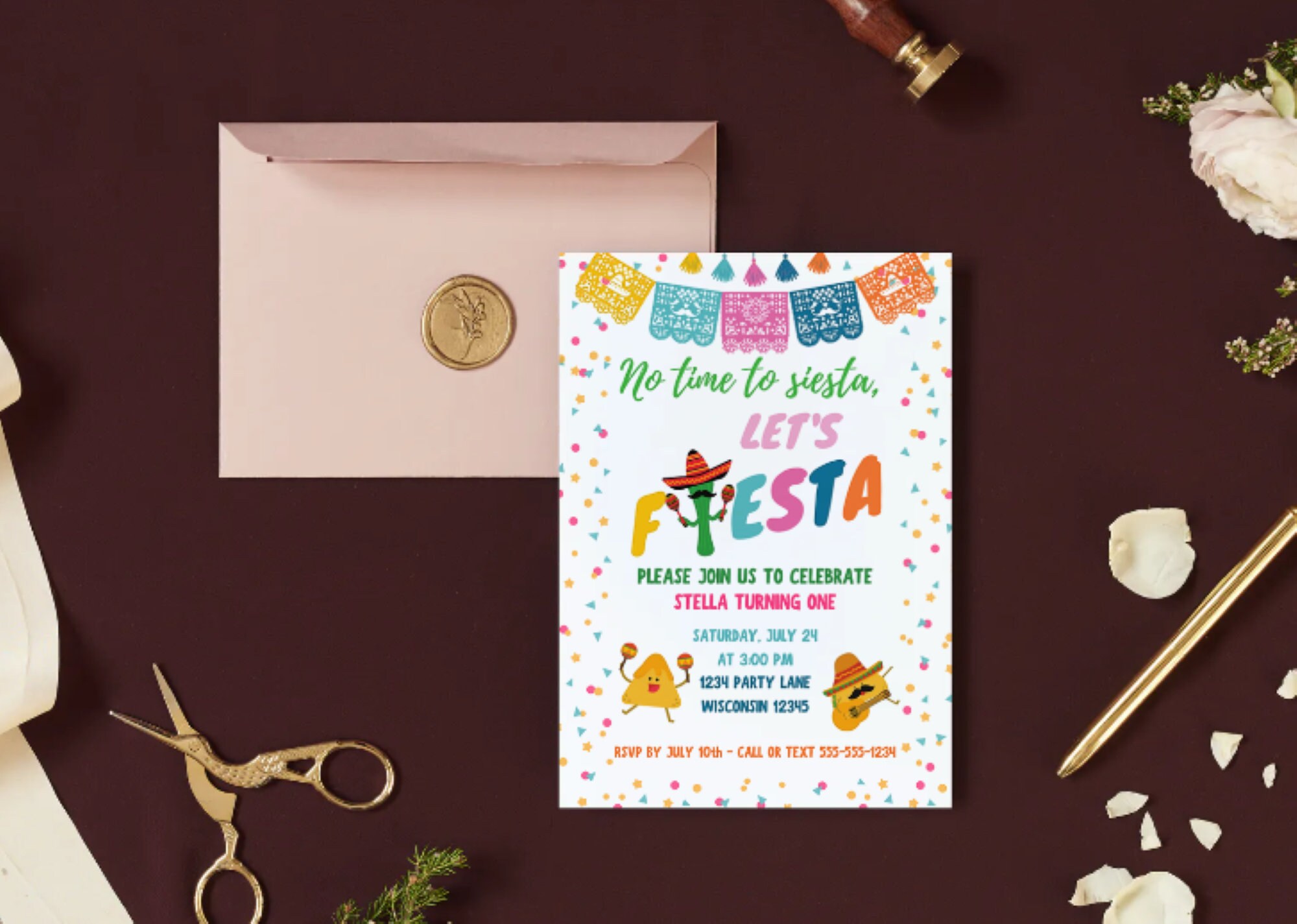 Fiesta Birthday Invitation | Children's Birthday Party Invite | Digital ...