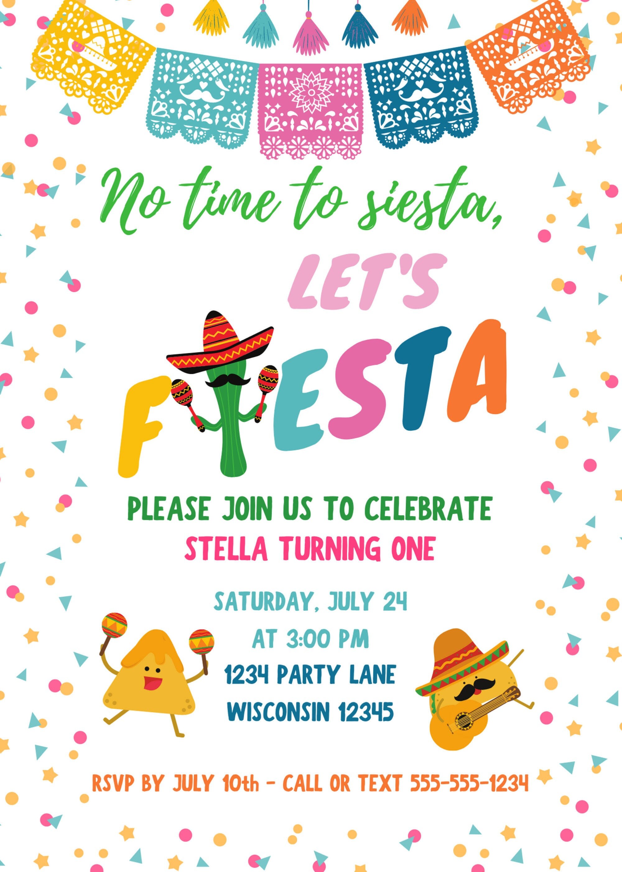 Fiesta Birthday Invitation | Children's Birthday Party Invite | Digital ...
