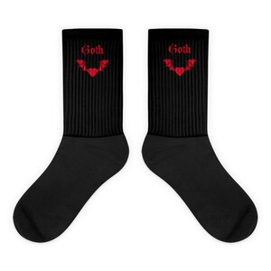 Goth Socks - Red and black bat wing heart