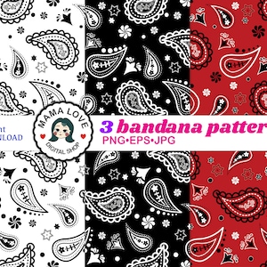 3 Seamless bandana pattern01 -transparent background, PNG, JPG,EPSdigital - commercial use allowed- instant download
