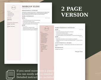 Resume Template Word, Modern Professional CV Template with Cover Letter and Reference Page, ATS Friendly Resume, Instant Download Editable