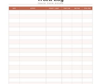 Work Log Sheet Template, Editable Word & PDF, Employee Hours Tracker, Printable Time Log, Letter + A4, Instant Download