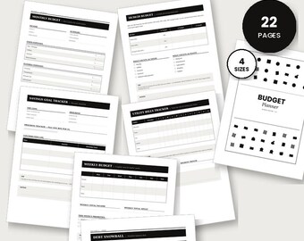 Minimal Budget Planner Printable & Digital, Finance Tracker Bundle, Debt Snowball, Savings Goal, Monthly Budget PDF, A4 A5 US Letter