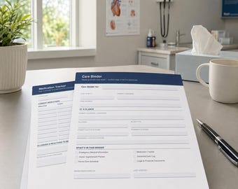 Caregiver Care Binder, Elderly Parent Planner Printable, Medication Tracker, Dementia Daily Log, Editable PDF Word Instant Download