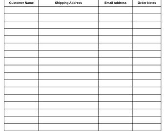 Customer Order Form Printable, Printable Order Tracker PNG PDF, Small Business Order Log Sheet, Printable Order Template Instant Download