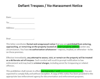 Assertive Trespass Order Template – Instant Download Legal‑Style No‑Contact Notice