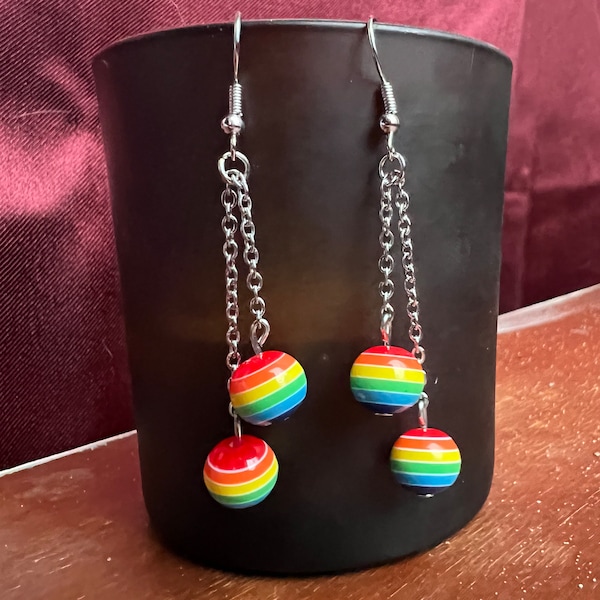 Round Rainbow Fidget Friendly Earrings