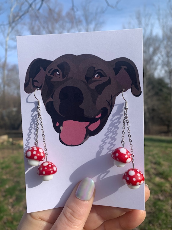 Red Mushroom Fidget Friendly Earrings