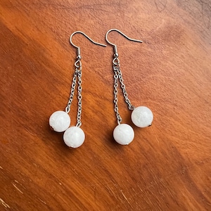 Round White Jade Fidget Friendly Earrings