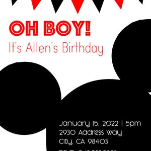 Mickey Mouse Digital Invite printed custom event party celebration corporate personal