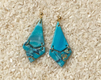 Turquoise Triangle Drop Earrings