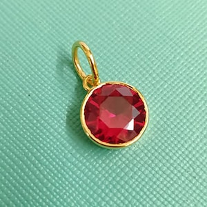 Round Ruby Solitaire Pendant 14k Gold Vintage Charm Anniversary Gift Wedding Pendant Handmade Jewelry