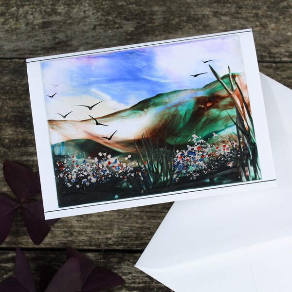 Autumn Greeting Card – Hand Painted Holiday Card – Folded Thanksgiving Card – Original Encaustic Art - “Autumna Collection”