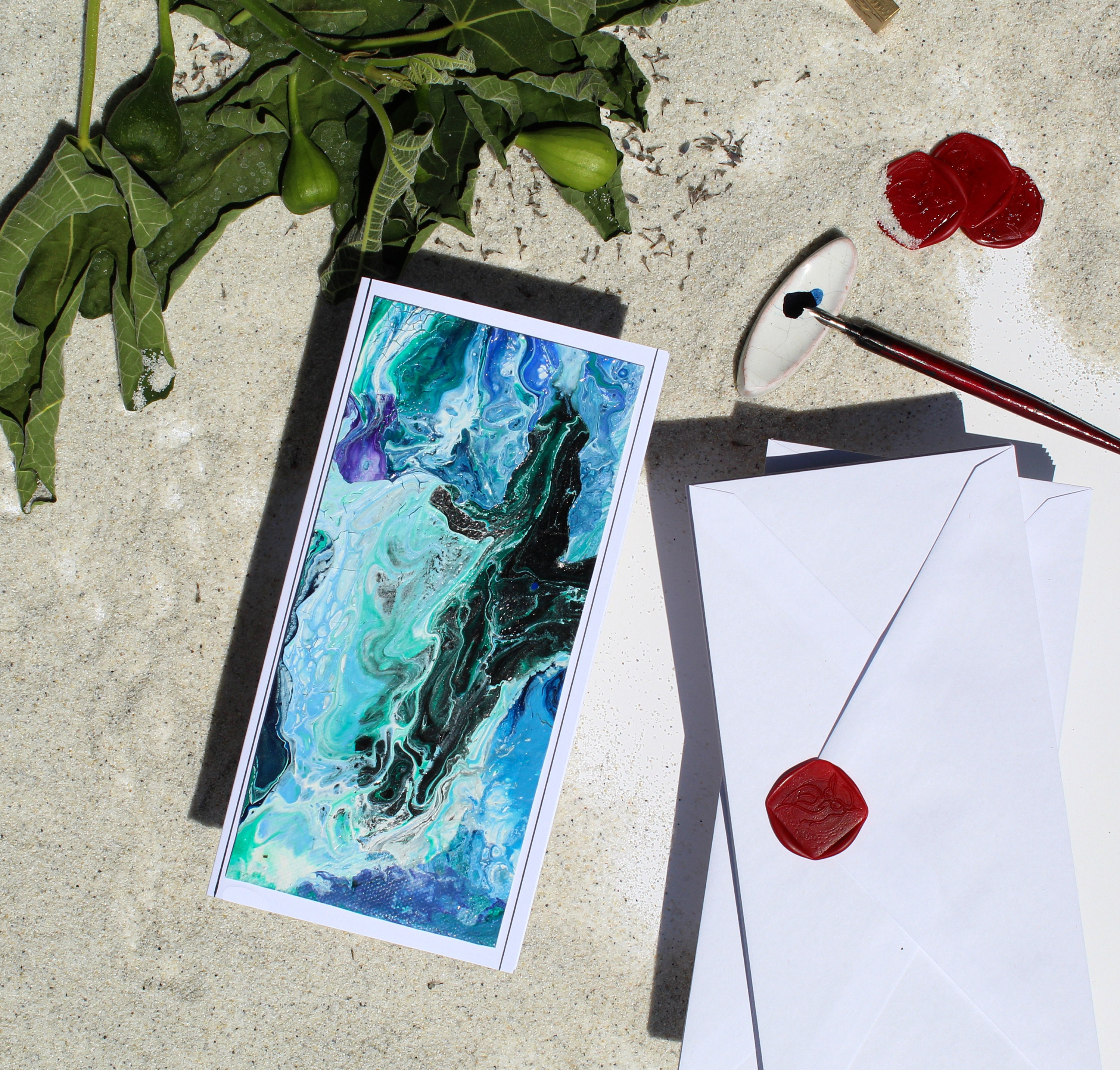 Abstract Greeting Card Hand Painted Card Acrylic Paint Etsy