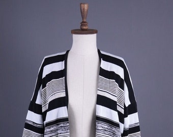 RUNDHOLZ Multicolor Stripe Wool Knit Drape Cardigan Sweater Size L