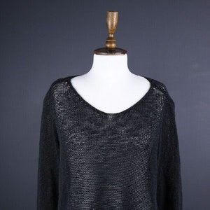 SARAH PACINI Black Crochet Knit Cropped Oversize Sweater Size M