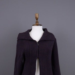 SARAH PACINI Purple Wool 1/4 Zip Knit Long Sleeve Cardigan Sweater One Size