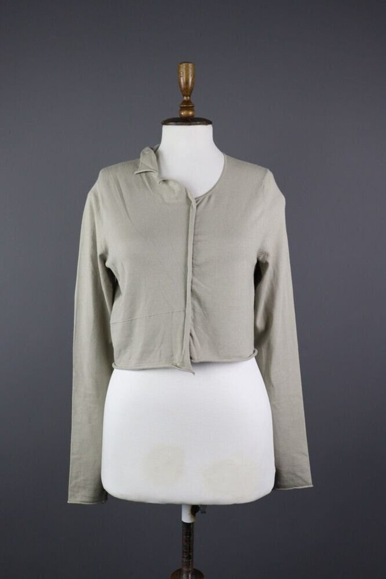 RUNDHOLZ Beige Viscose Long Sleeve Cropped Lagenlook Cardigan Sweater Size XS image 1