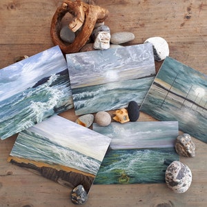 Blank Seascape Art Cards,  from my original designs, pack of 5, A6 size with white envelopes.